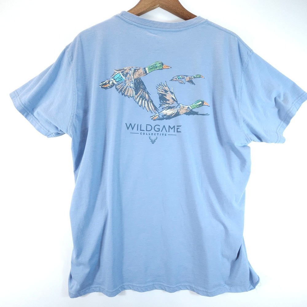 Wildgame Collective Pocket Tee Men XL Blue Mallard Duck Graphic Streetwear Shirt